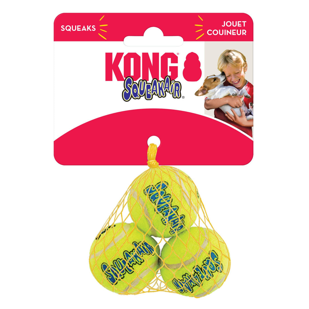 Pelota de tenis KONG AirDog con chirriador – XS (paquete de 3)