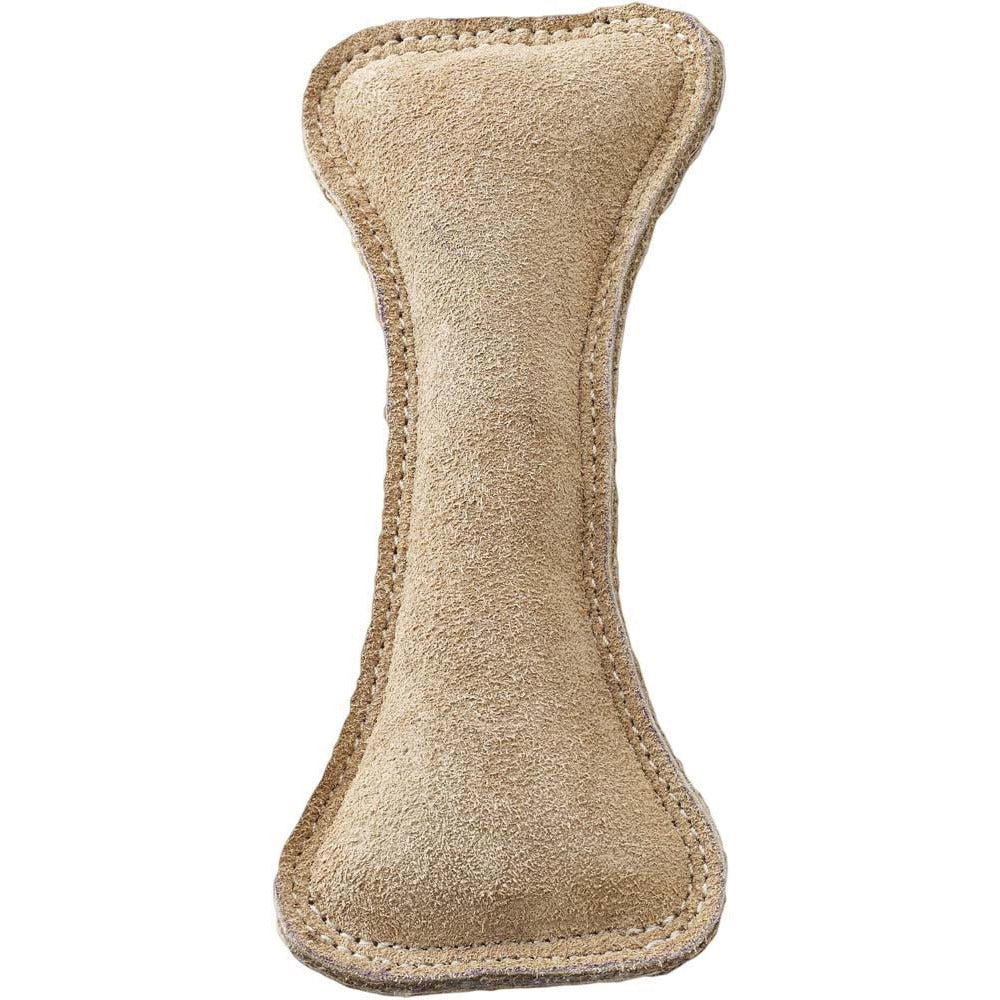 Dura-Fused Leather Bone Dog Toy – Brown (9")