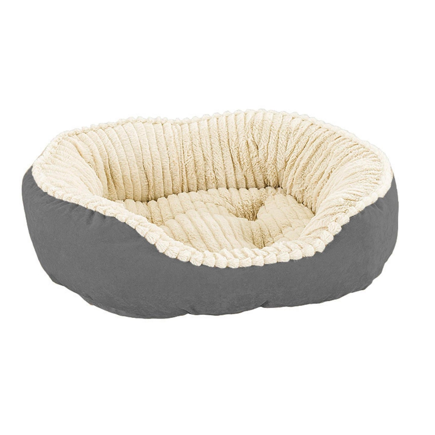 Sleep Zone Carved Plush Bed (32”, Gray)