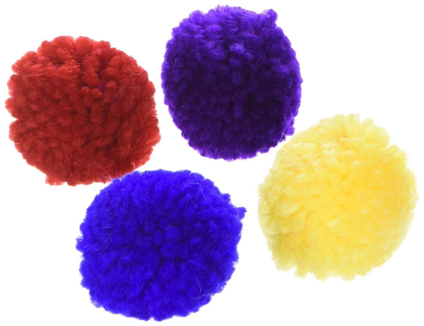 Wool Pom Pom Cat Toys with Catnip – Assorted (1.5", 4-Pack)