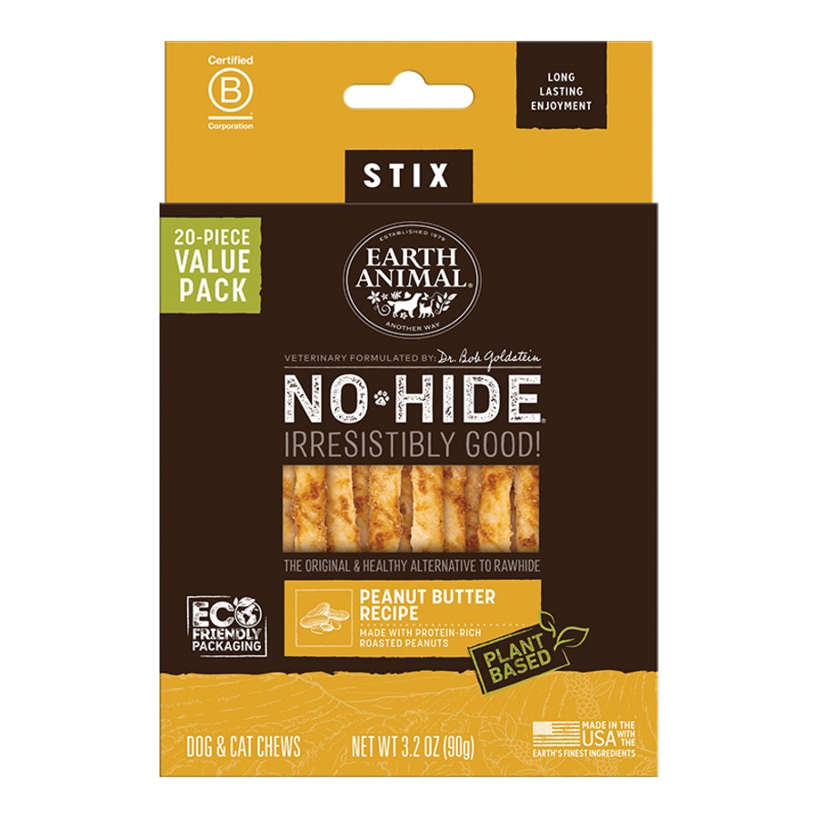 Earth Animal — No-Hide Peanut Butter Stix (Value 20 Pack)