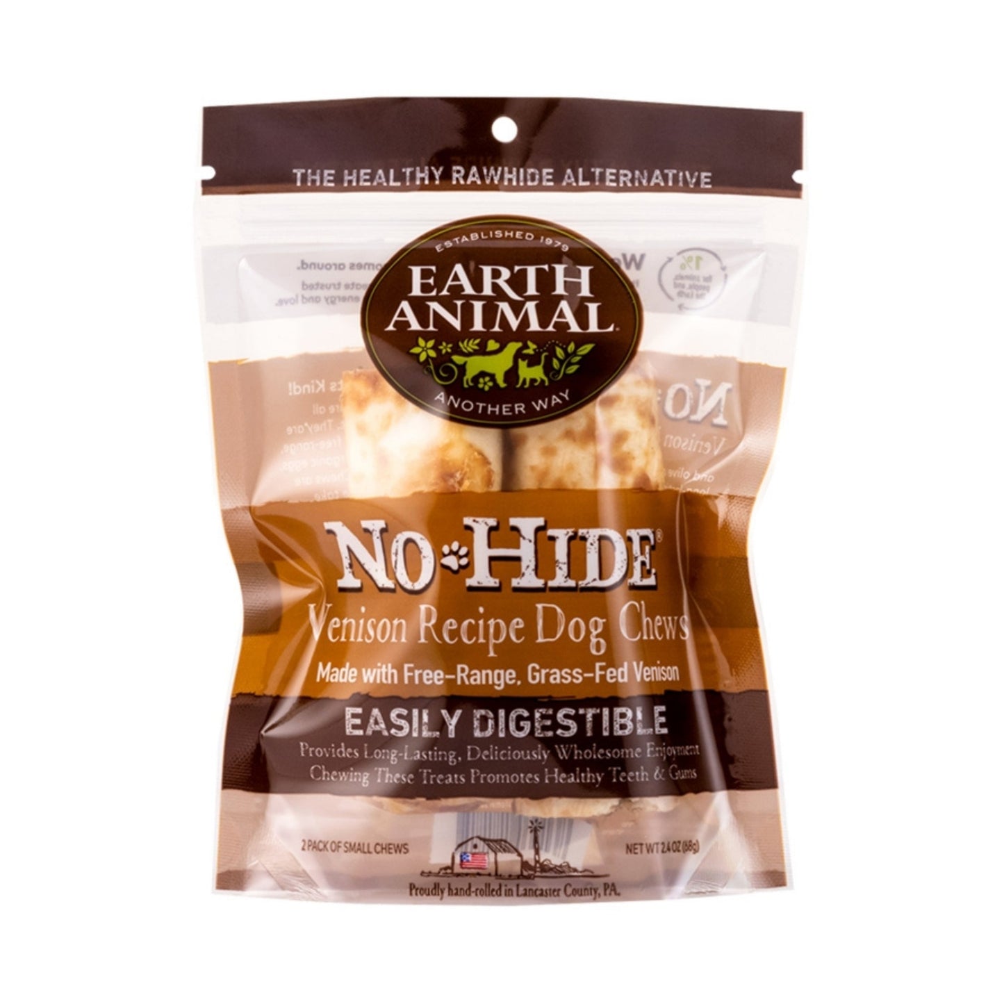 Earth Animal — No-Hide Venison Chews (4”, 2 Pack)