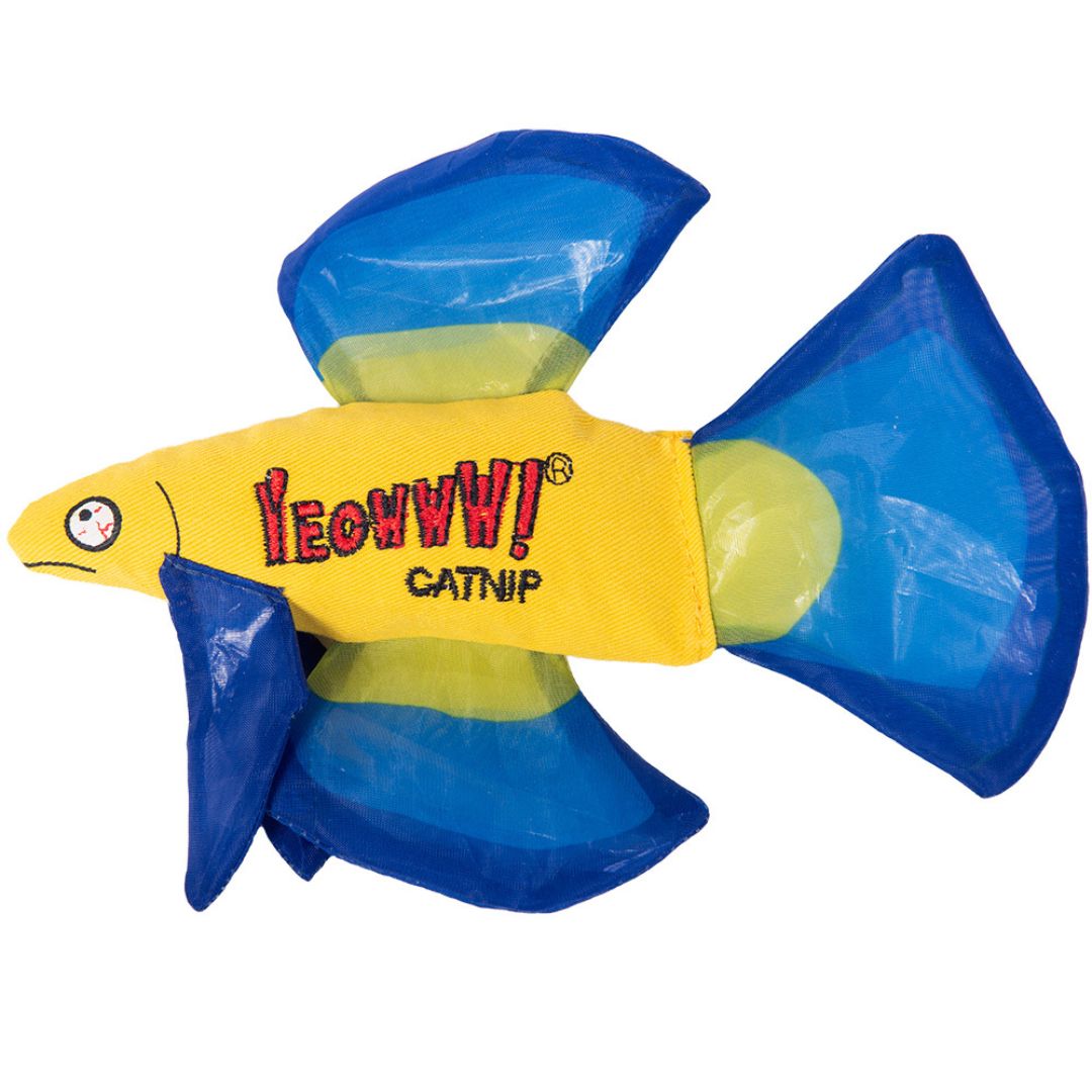 Yeowww Mo Betta Fish Catnip Cat Toy Blue,