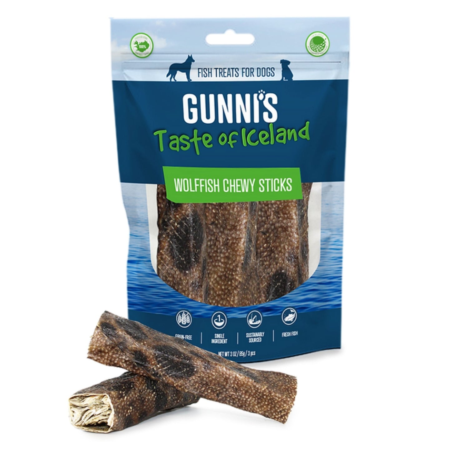 Gunni's — Palitos masticables de pescado Wolf Fish para perros (25 unidades)
