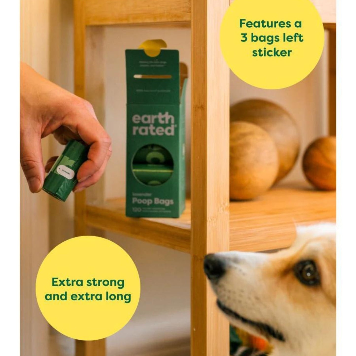 Earth Rated – Unscented Poop Bags (60 Count, 4 Rolls)