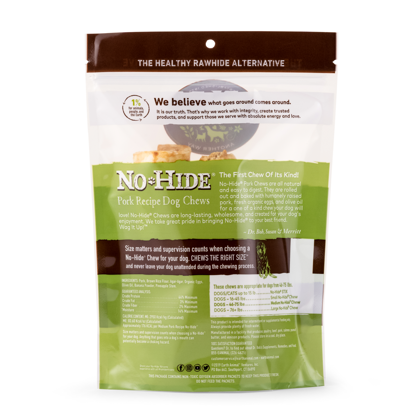 Earth Animal — Masticables de cerdo sin piel (7", paquete de 2)