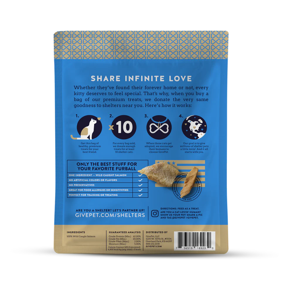 GivePet — Grain Free Freeze-Dried Purrfect Salmon Cat Treats (1.25 oz)