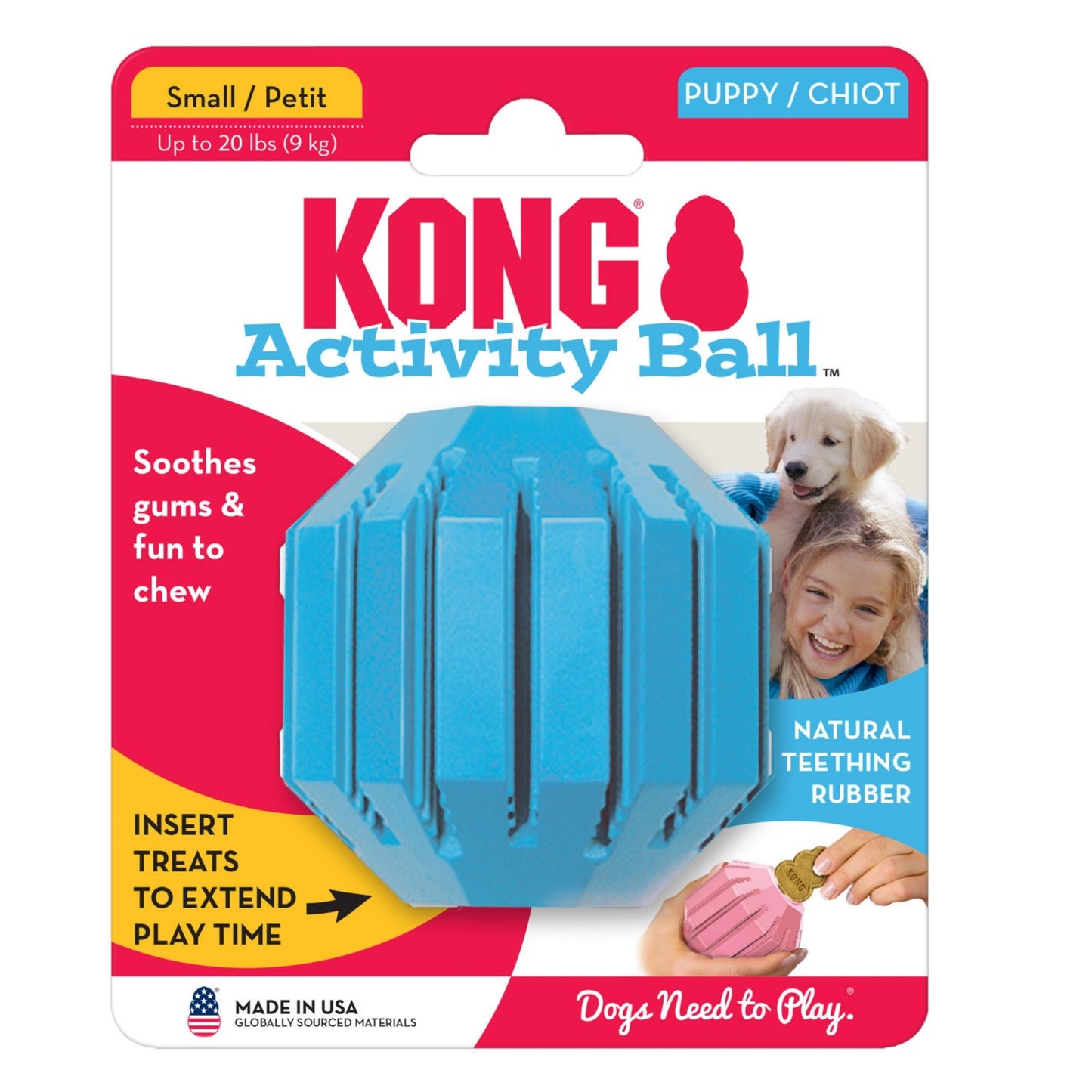KONG Activity Ball Puppy Toy – Assorted (Small)