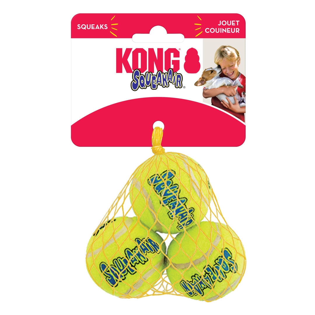Pelota de tenis KONG AirDog con chirriador, pequeña (paquete de 3)
