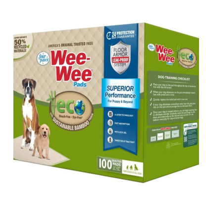 WeeWee Eco Bamboo Dog Pee Pads (22″ × 23″, 100 Count)