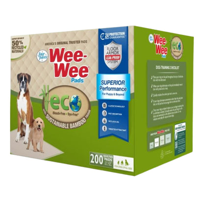 WeeWee Eco Bamboo Dog Pee Pads (22″ × 23″, 200 Count)