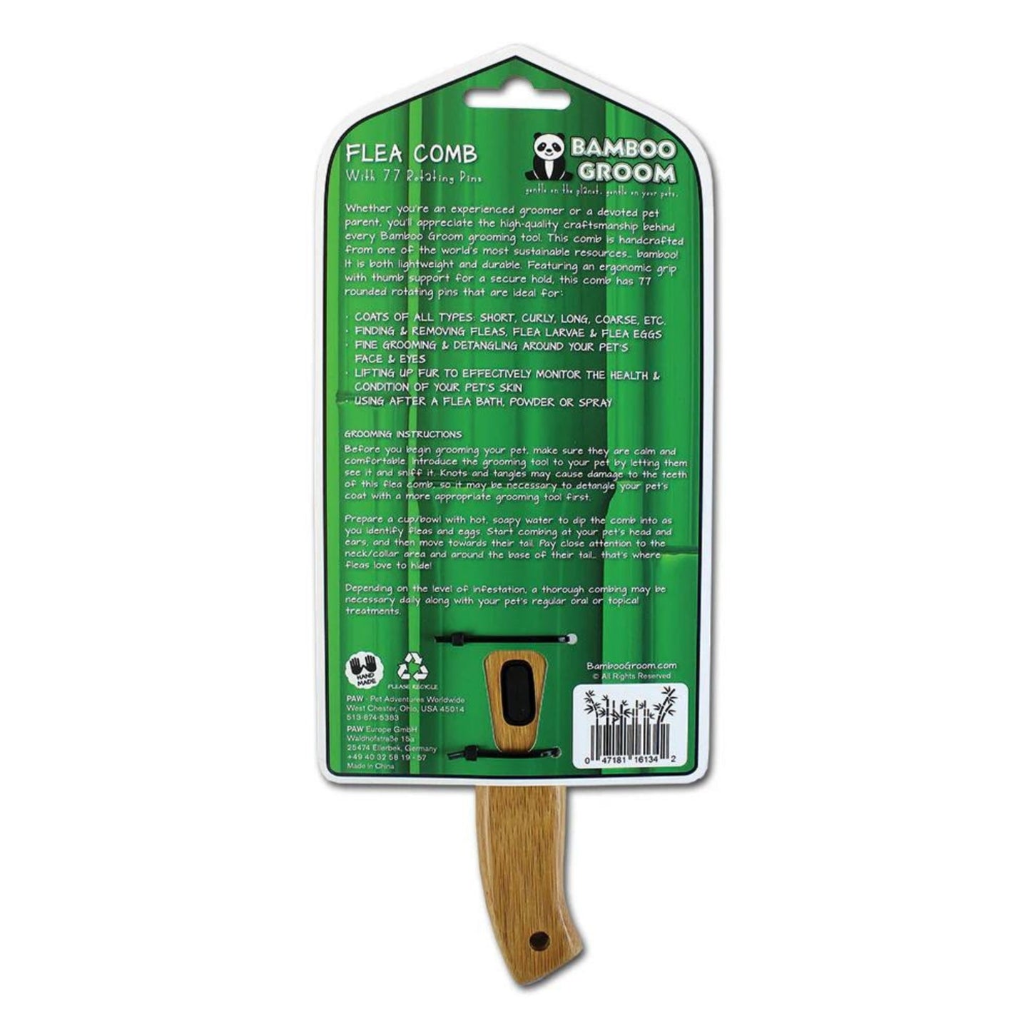 Bamboo Rotating Flea Comb