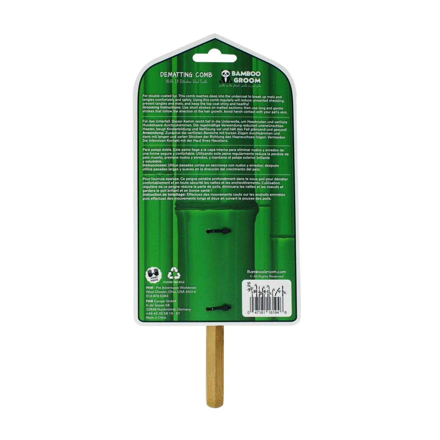 Bamboo Dematting Comb