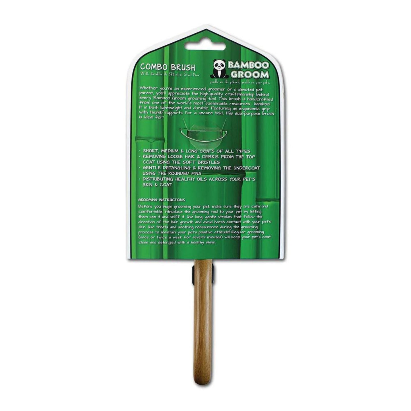 Bamboo Combo Brush with Bristles and Pins Small/Medium