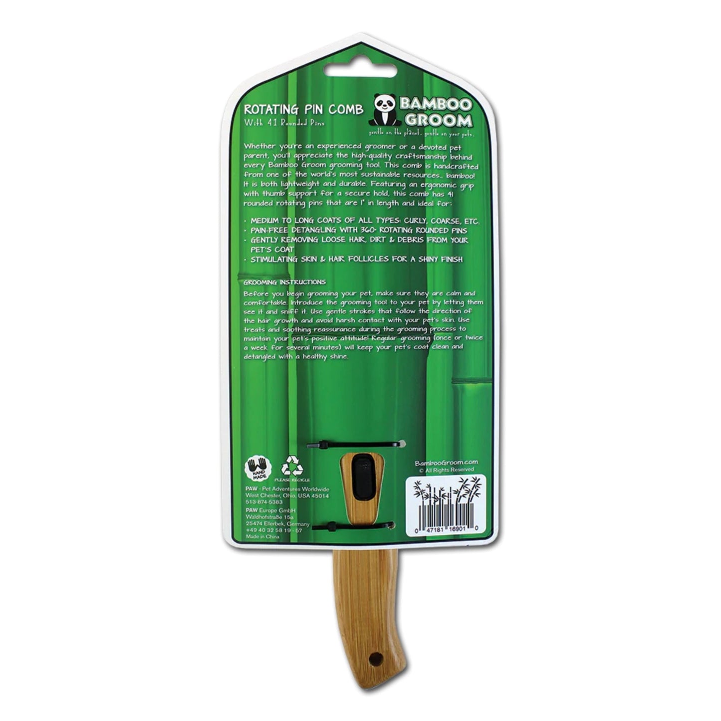 Bamboo Rotating Pin Comb