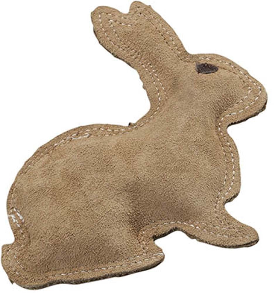 Dura-Fused Leather & Jute Rabbit Dog Toy (Brown, Small)
