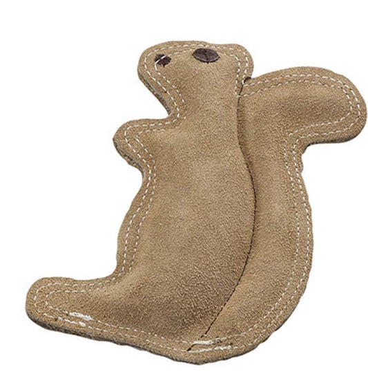 Dura-Fused Leather & Jute Squirrel Dog Toy (Tan, Small)
