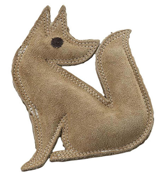 Dura-Fused Leather Fox Dog Toy (Brown, Small)