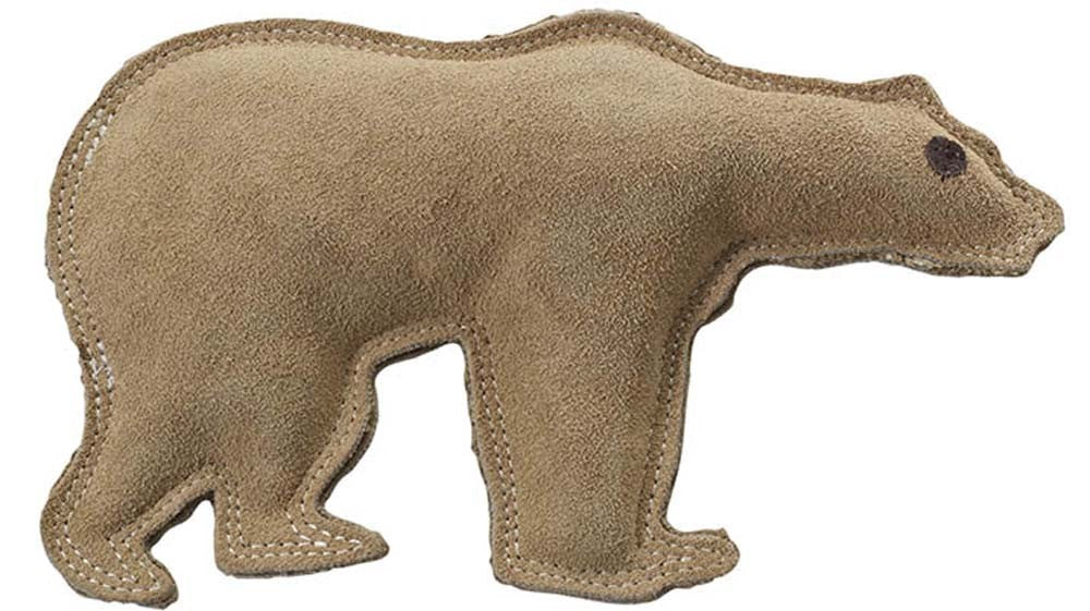 Dura-Fused Leather Bear Dog Toy (Brown, Large)