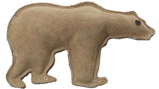Dura-Fused Leather Bear Dog Toy (Brown, Large)