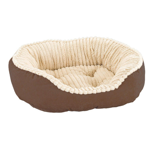 Sleep Zone Carved Plush Bed (21”, Chocolate)
