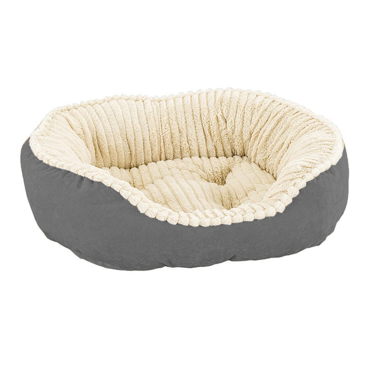Sleep Zone Carved Plush Bed (26”, Gray)