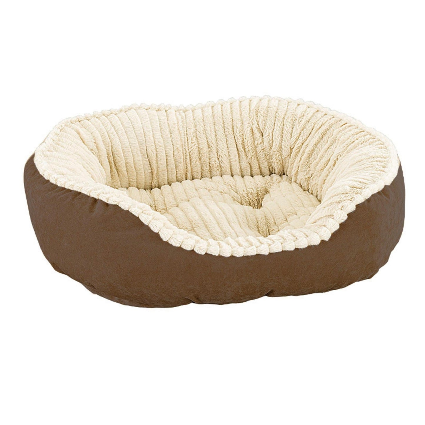 Sleep Zone Carved Plush Bed (32”, Chocolate)