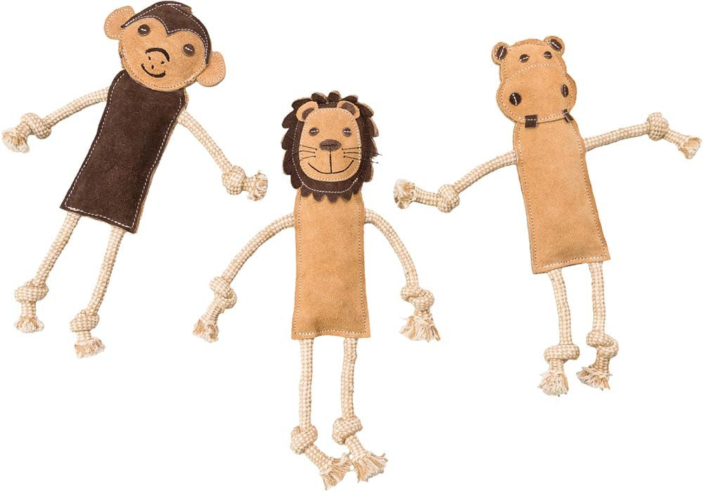 Dura-Fused Leather Jungle Dog Toy (Brown/Tan, 14”)