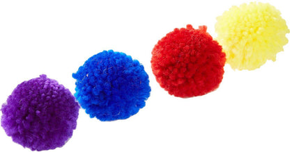 Wool Pom Pom Cat Toys with Catnip – Assorted (1.5", 4-Pack)