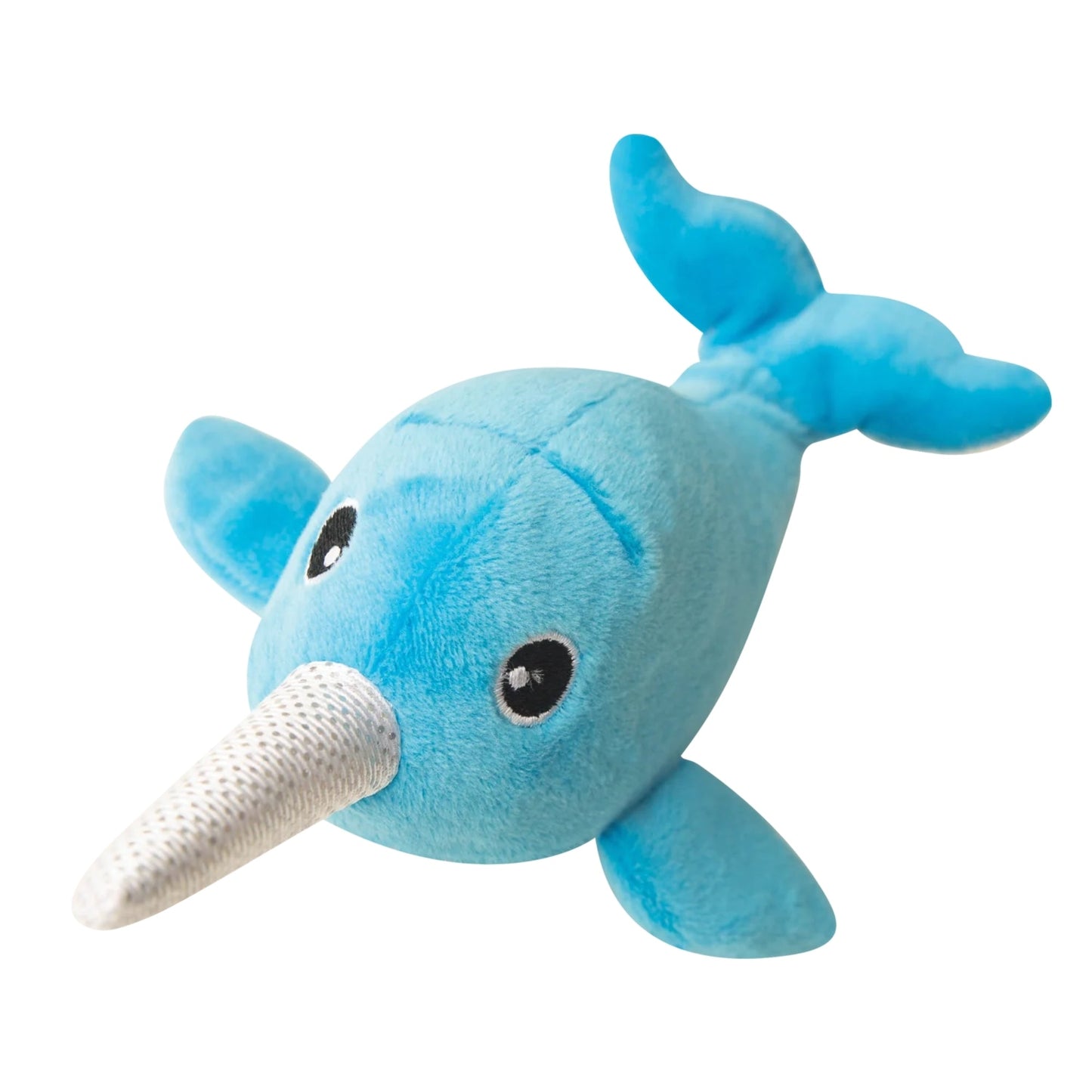 Snugarooz – Baby Nikki the Narwhal Plush Dog Toy (Blue, 7")