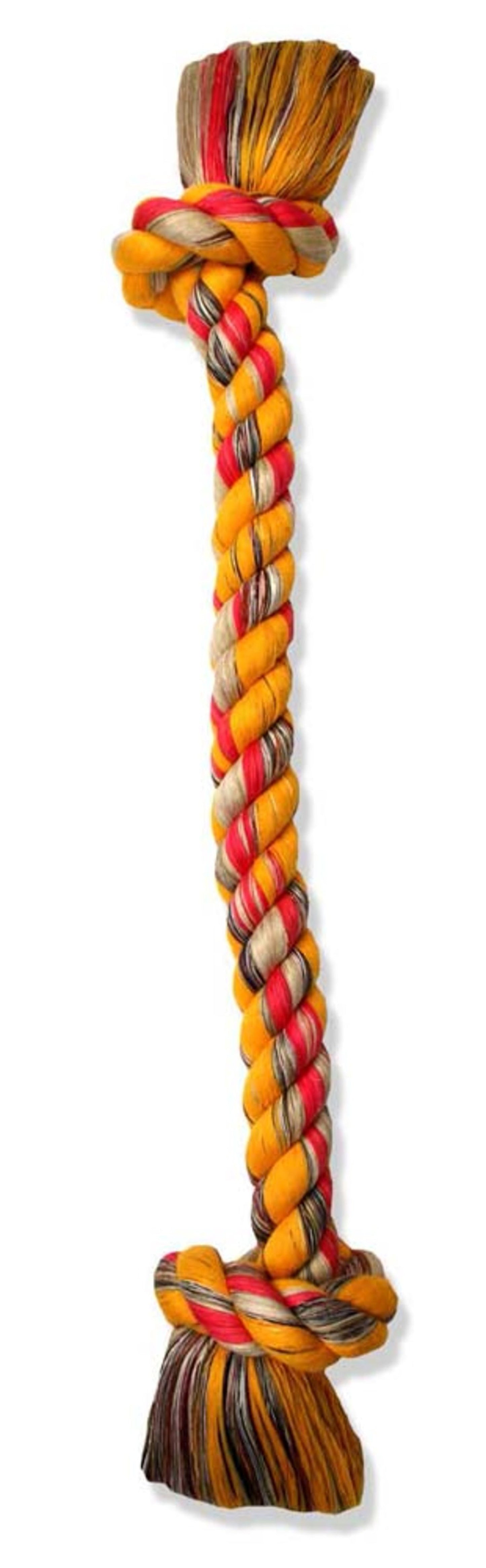 Cotton Blend 2-Knot Rope Tug Toy – Multi-Color (48")