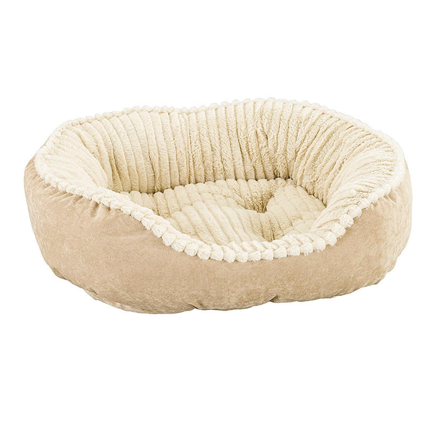Sleep Zone Carved Plush Bed (32”, Tan)