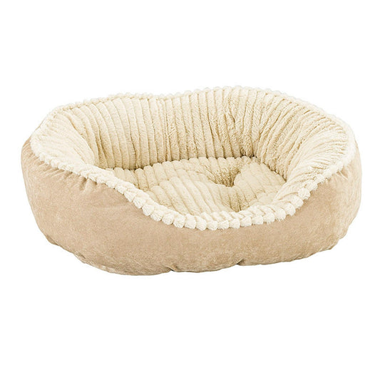 Sleep Zone Carved Plush Bed (32”, Tan)