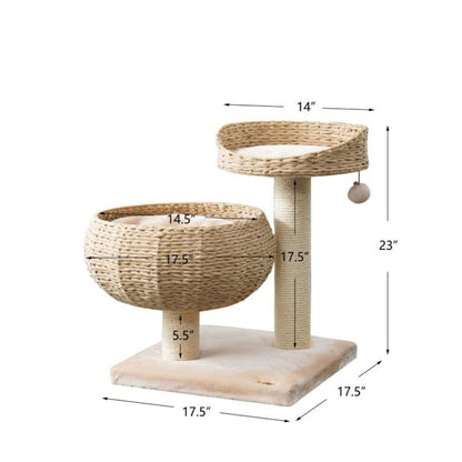 Cozy 2-Level Cat Tree (Beige & Cream, 23")