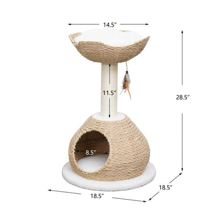Walk Up 2-Level Cat Tree (Beige & Cream, 29.5")