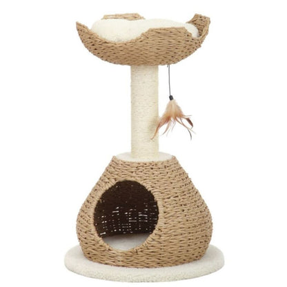Walk Up 2-Level Cat Tree (Beige & Cream, 29.5")