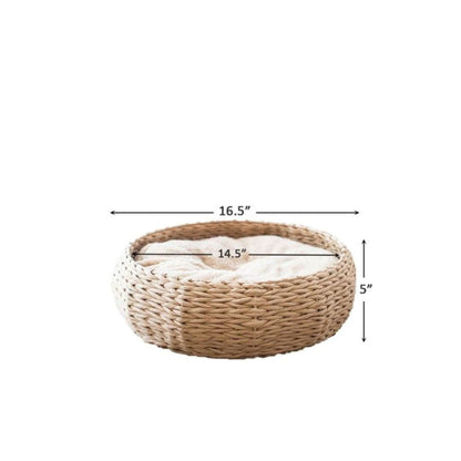 Buttercup Cozy Nest Hand-Woven Pet Bed (Beige & Cream, 16")