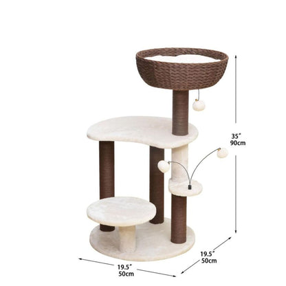 Quartz 5-Level Cat Tree (Brown & Cream, 35")