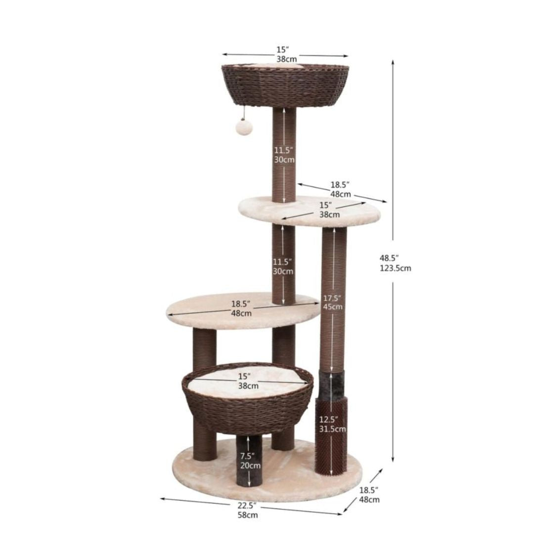 Pharoah 5-Level Cat Tree Brown & Cream 48 in