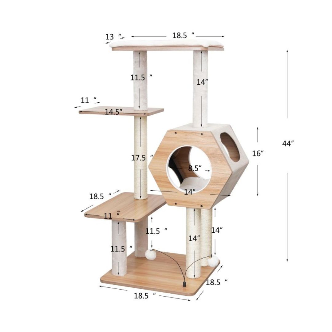 Wagon Style 4-Level Cat Tree Ivory 44 in