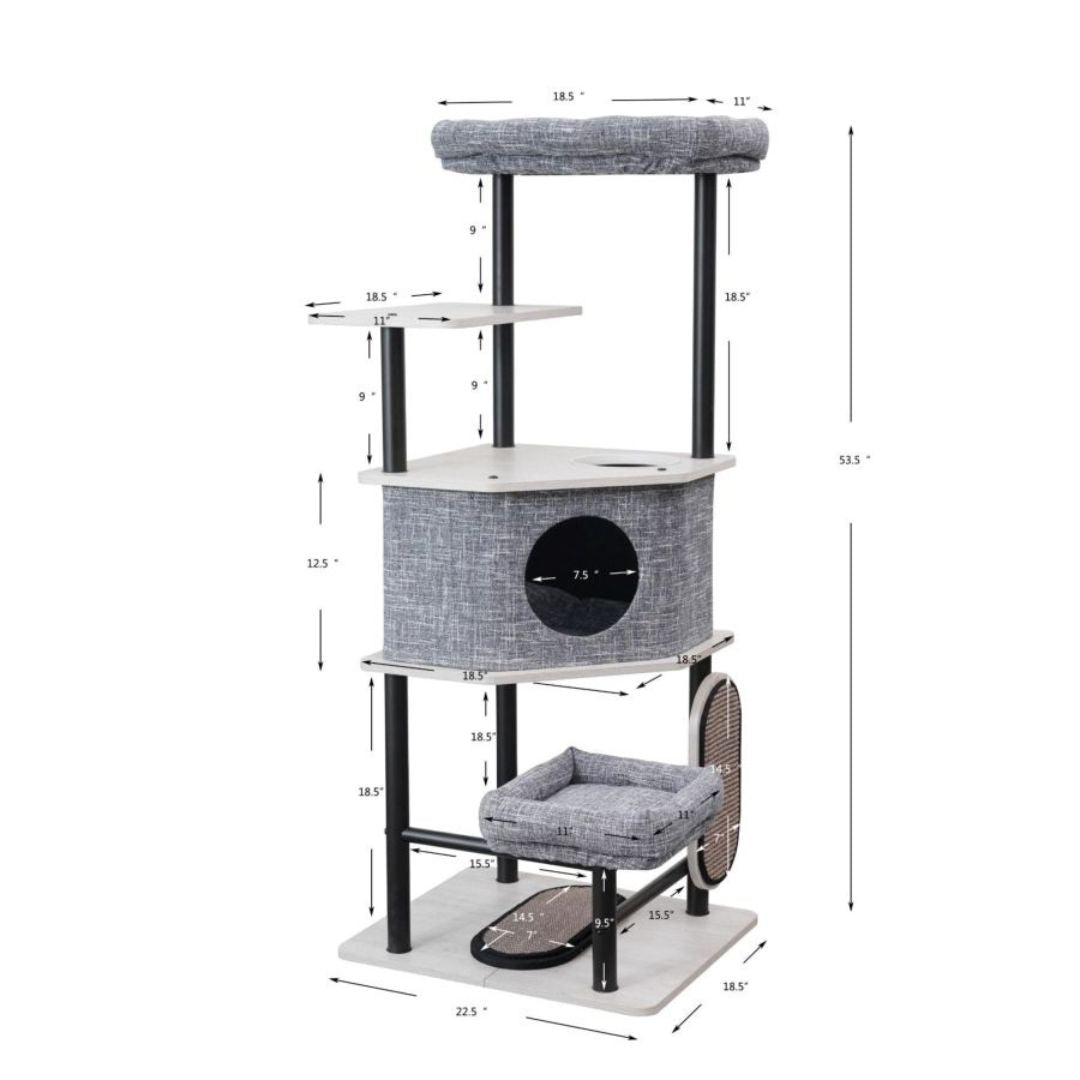 Grayson Industrial Style Cat Tree Grey 61 in