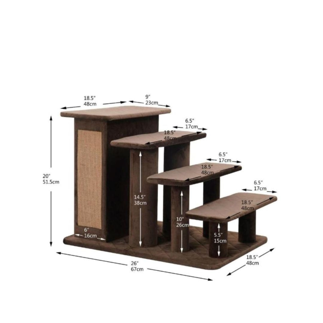 Zoso 2-in-1 Modern Pet Stairs with Storage (Brown, 20")