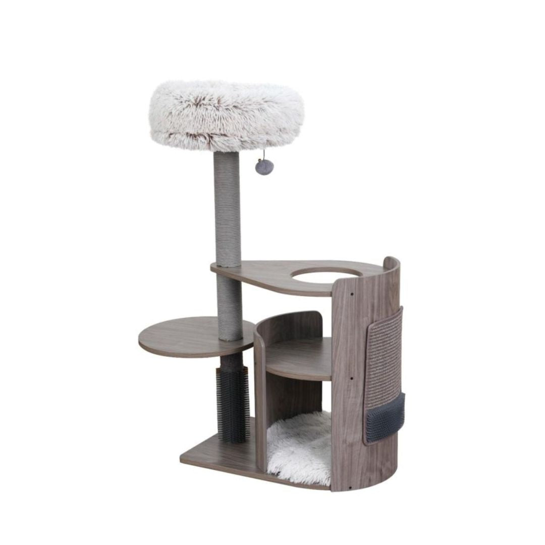 Cullen Mid-Century Modern Cat Tree Brown & Cream 40 in