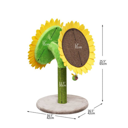 Double Sunflower Cat Scratcher (Green & Yellow, 25.5")