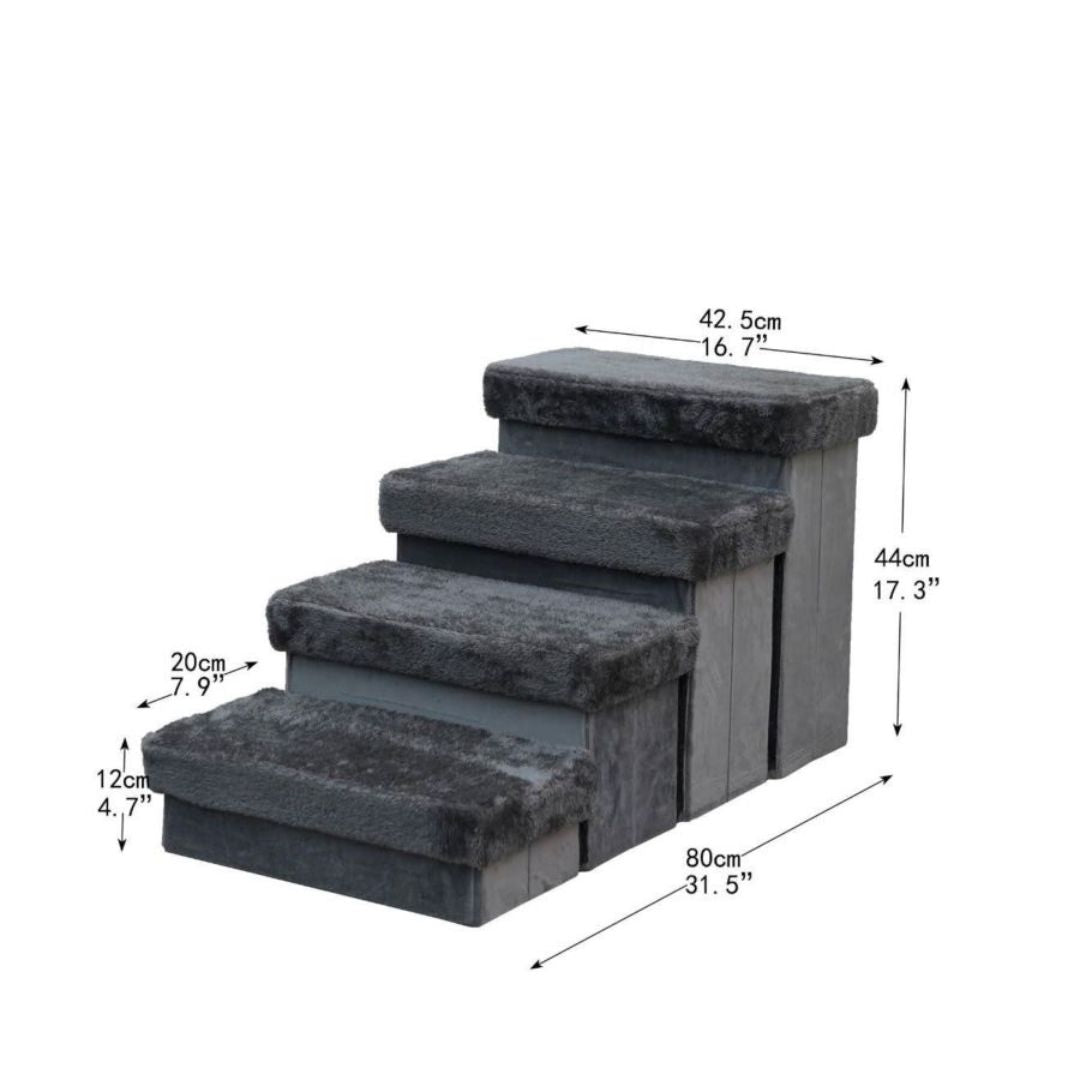2in1 4-Level Pet Stairs Charcoal 17 in