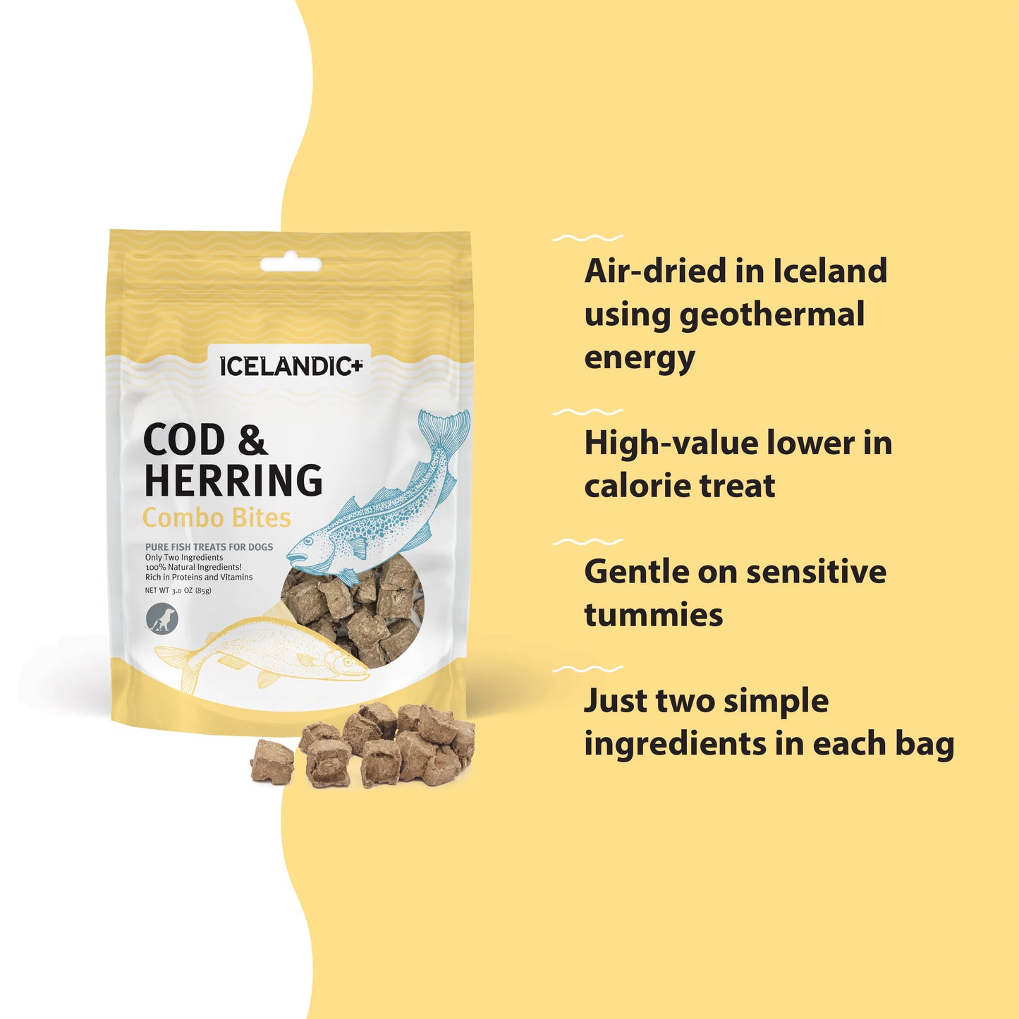 Icelandic+ — Cod & Herring Combo Bites Dog Treats (3.52 oz)