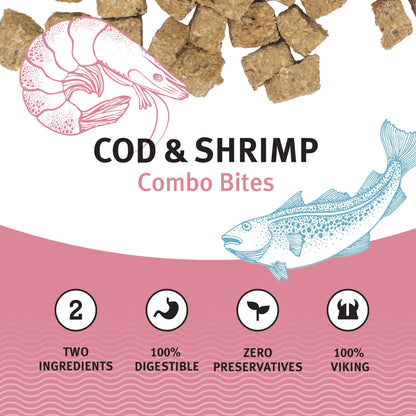 Icelandic+ — Bocados combinados de bacalao y camarones para perros (100 g)