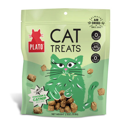 Plato – Golosinas para gatos sin cereales, deshidratadas al aire (pollo y hierba gatera, 75 g)