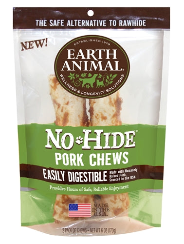 Earth Animal — No-Hide Pork Chews (7”, 2 Pack)