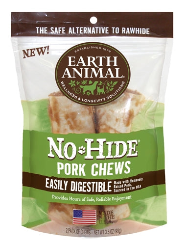 Earth Animal — Masticables de cerdo sin piel (4", paquete de 2)